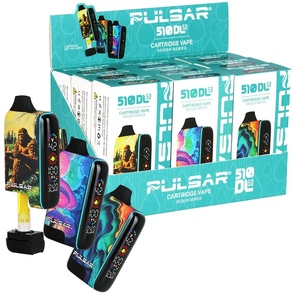 9Ct Display - Pulsar 510 Dl 5.0 Lcd Screen Vape Bar Design Series - 1000Mah / Assorted Designs 1