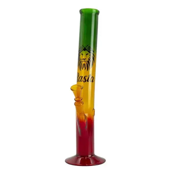 Rasta Colored Glass Water Pipe W/ Lion Logo 13" 1