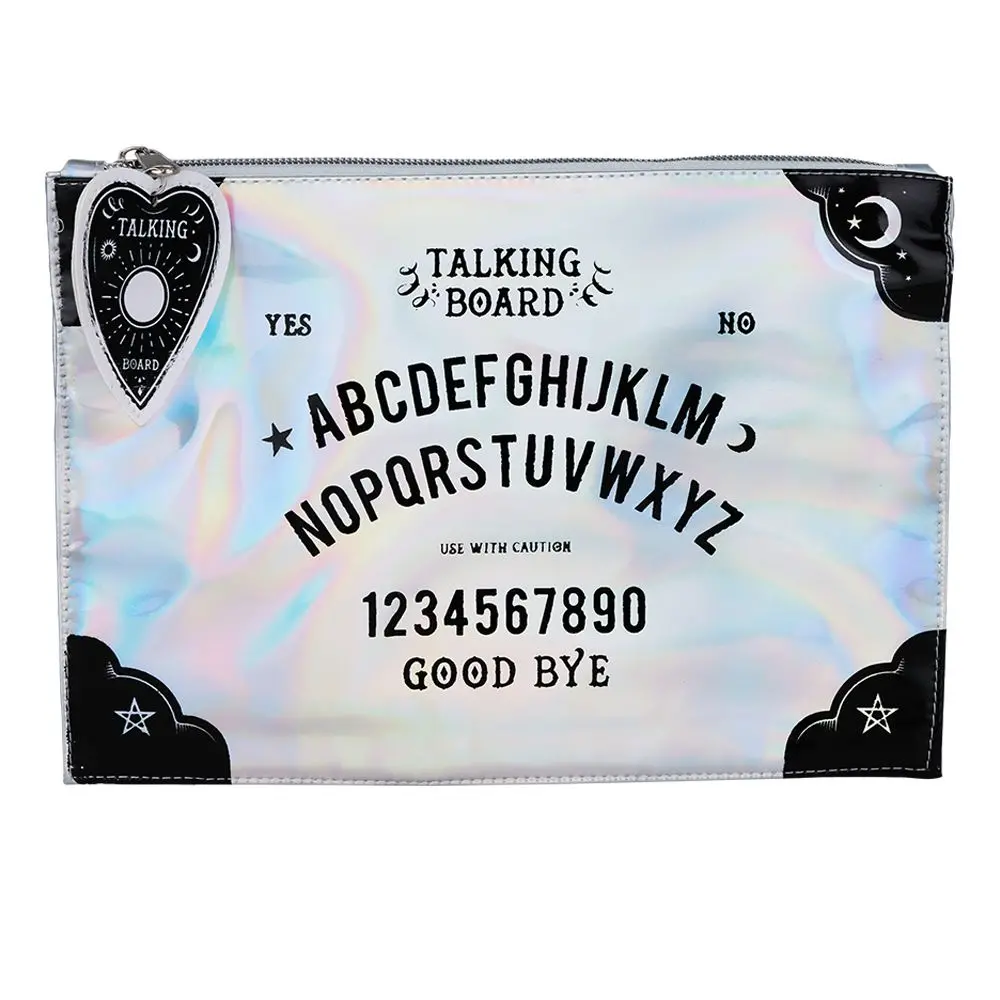 Iridescent Spirit Ouija Makeup Pouch W/ Planchette Zipper Pull - 10.5"X7" 1