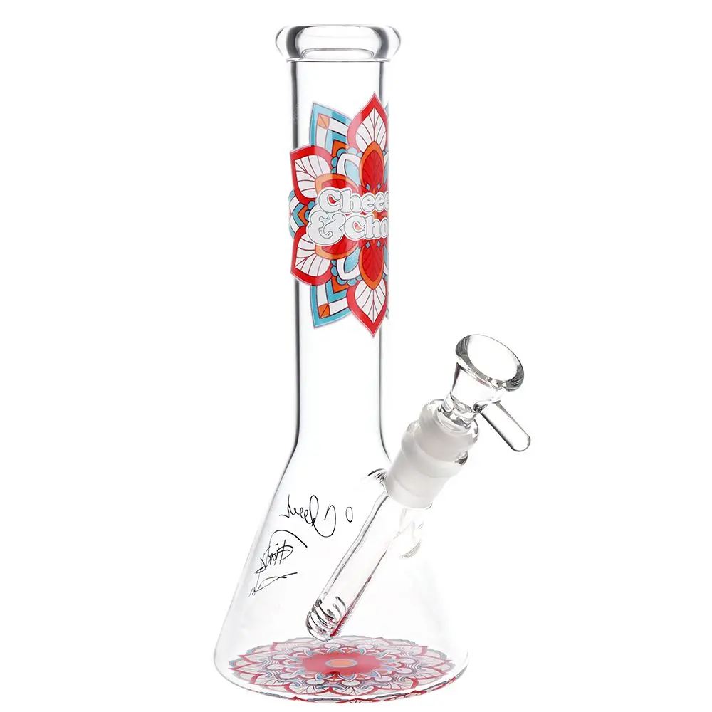 Cheech & Chong Glass Mandala Glow Glass Beaker Water Pipe - 10" 2
