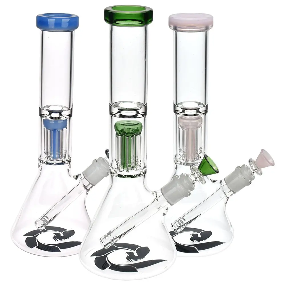 Glass House Flathead Perc Beaker - 12" / 14Mm F / Colors Vary 1