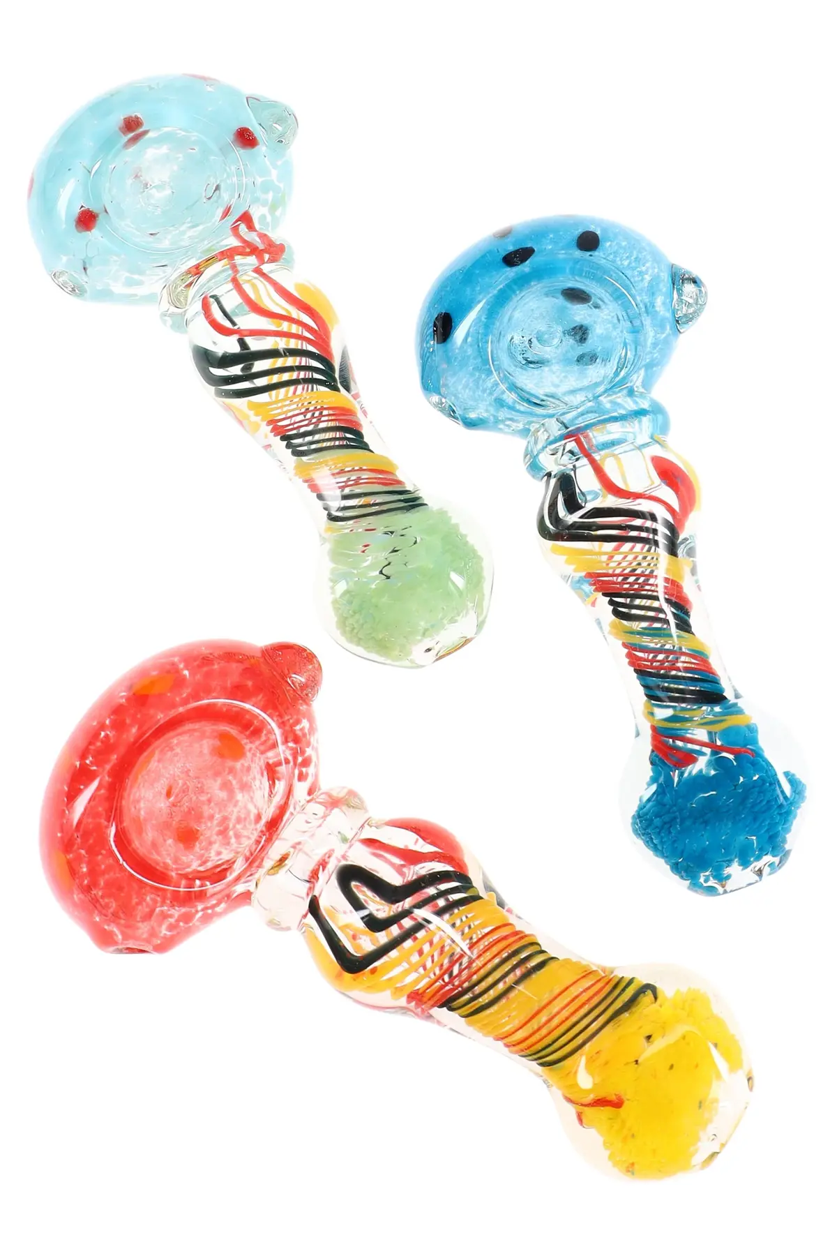 4.5″ Frit-Striped Glass Spoon Pipe “Confetti Twist” – Assorted Colors 1