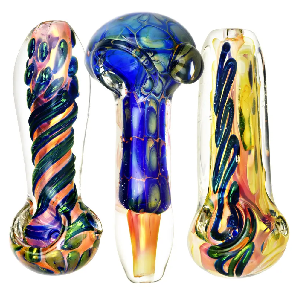 Metallic Fumed Glass Spoon Pipe- 3.75" 1