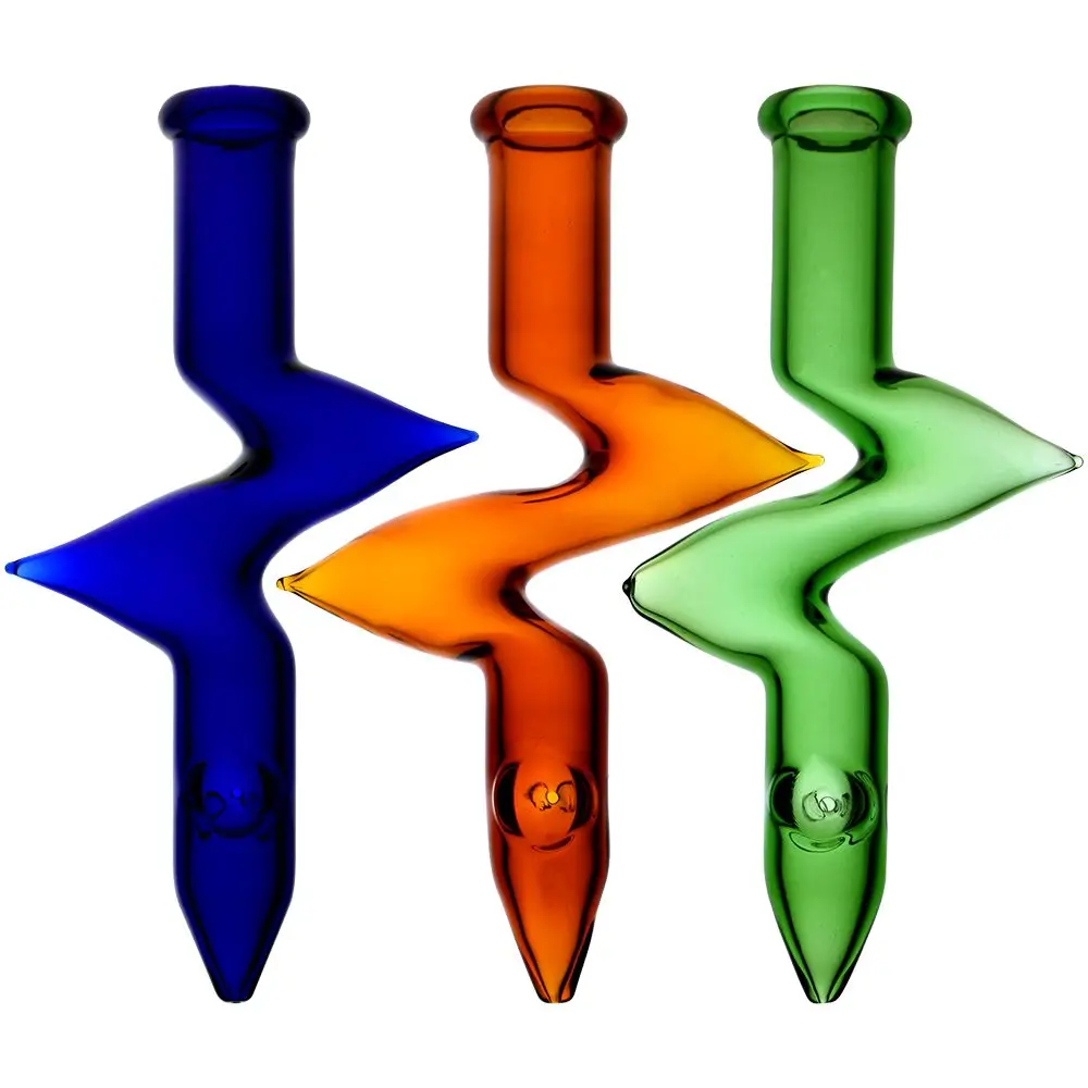 Solid Color Zig Zag Glass Steamroller Pipe - 8" / Colors Vary 1