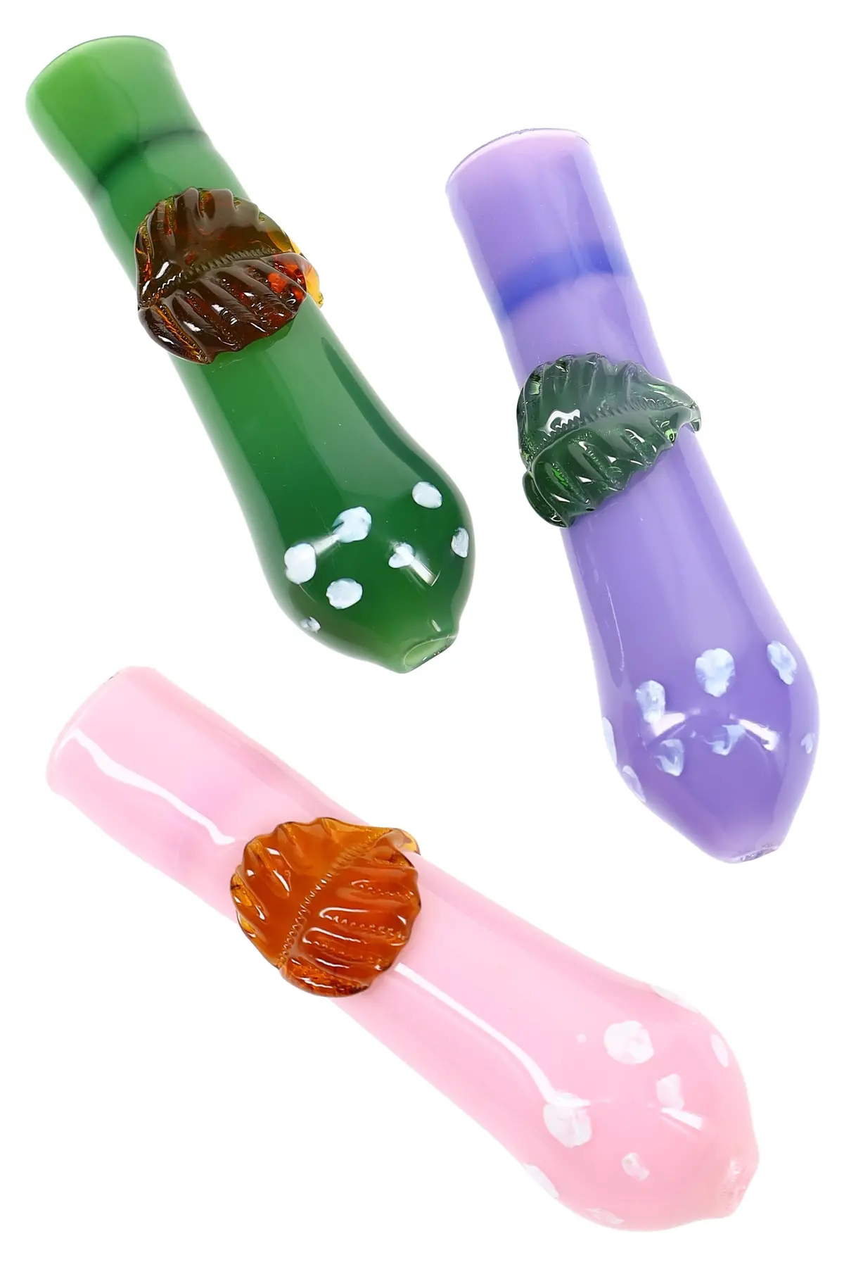 Slime Leaf Glass Chillum “Jungle Puff” – 3.5″ – Assorted Colors 1