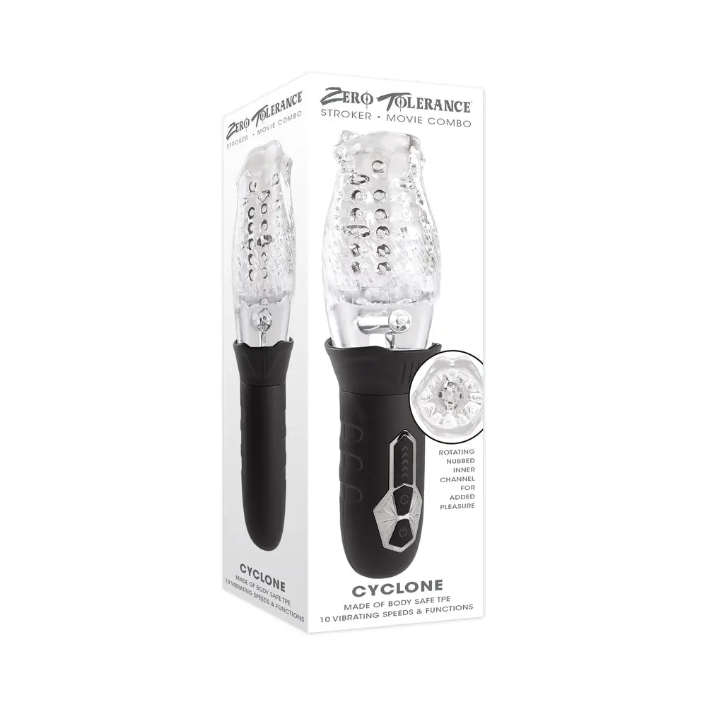 Zero Tolerance Cyclone Rechargeable Vibrating Spinning Stroker Black Clear 1