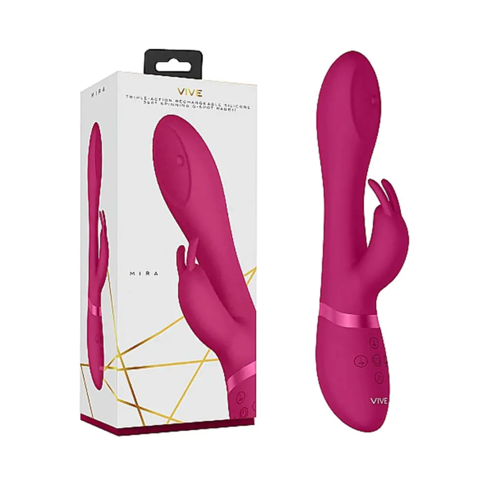 Vive Mira Rechargeable 360° Spinning Silicone Rabbit Vibrator Pink 1