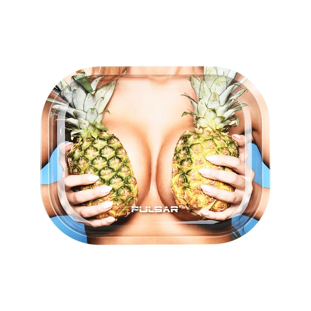 Pulsar Mini Metal Rolling Tray - Large Pineapples / 7"X5.5" 1