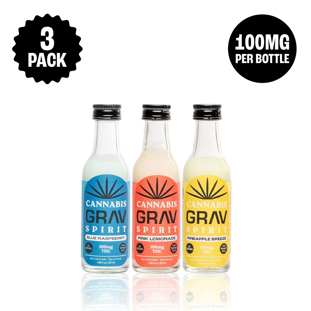 Grav® Cannabis Spirit 100Mg Variety Pack, 50Ml Bottle 3-Pack 1