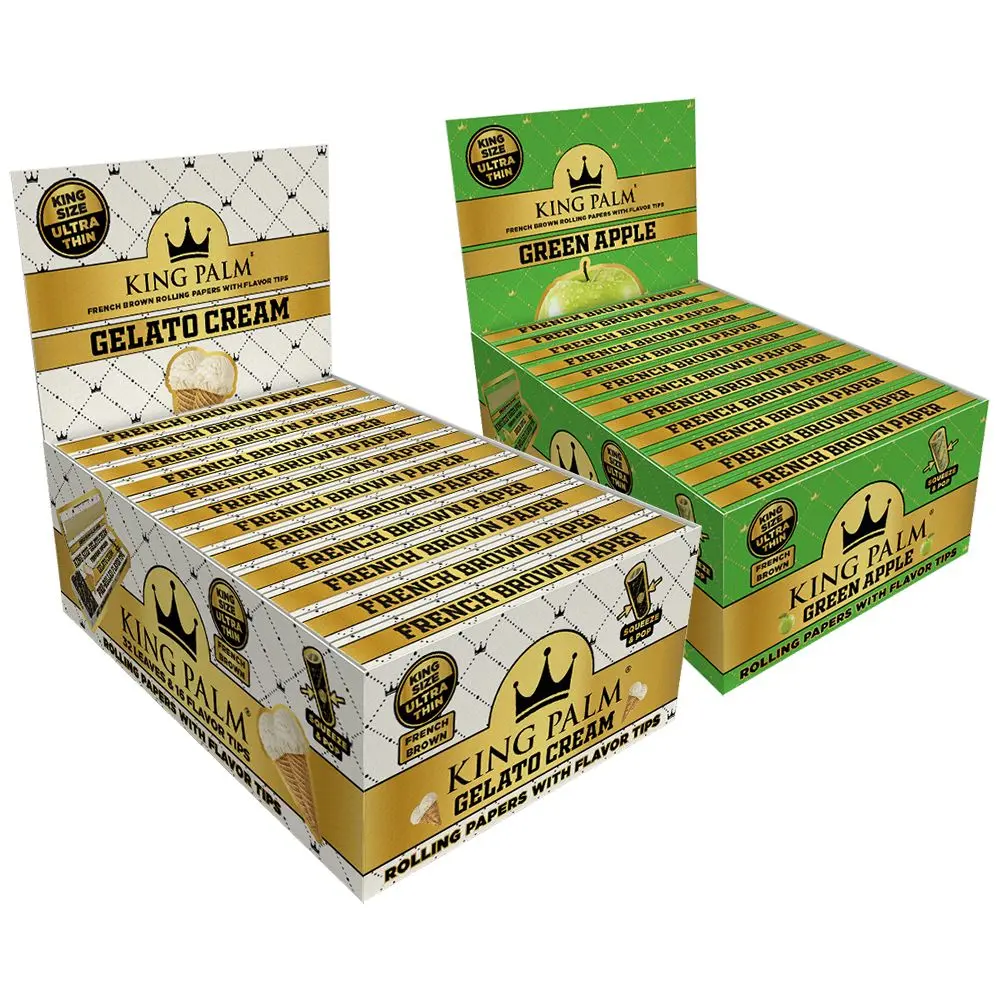 King Palm French Brown Papers & Flavor Tips | 32Pc | King Size | 22Pk Display 1