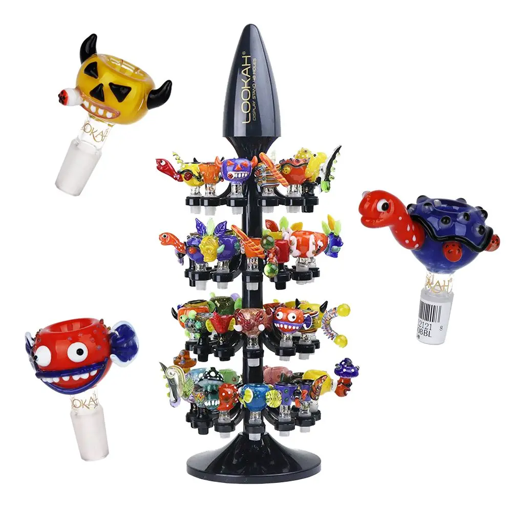 48Ct Display - Lookah Glass Novelty Herb Slides [Set C] And Display Tree - Assorted Styles / 14Mm M 1