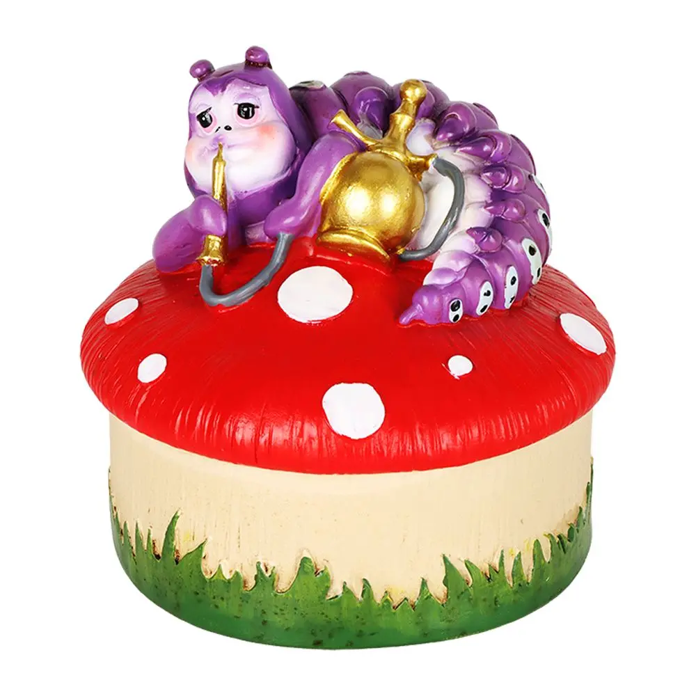 Caterpillar Mushroom Polyresin Trinket Box - 3.5" X 4.5" 1