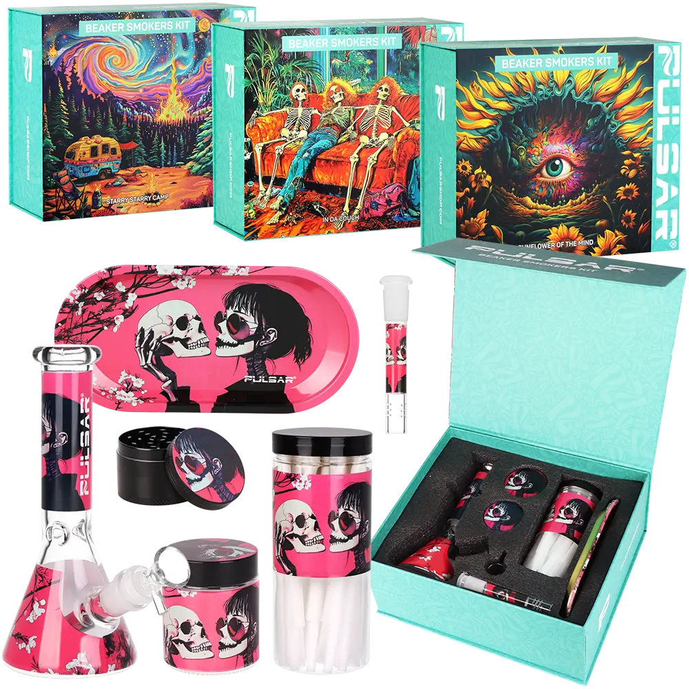 Pulsar Design Series Beaker Water Pipe Smoker's Kit | 7.75" 1