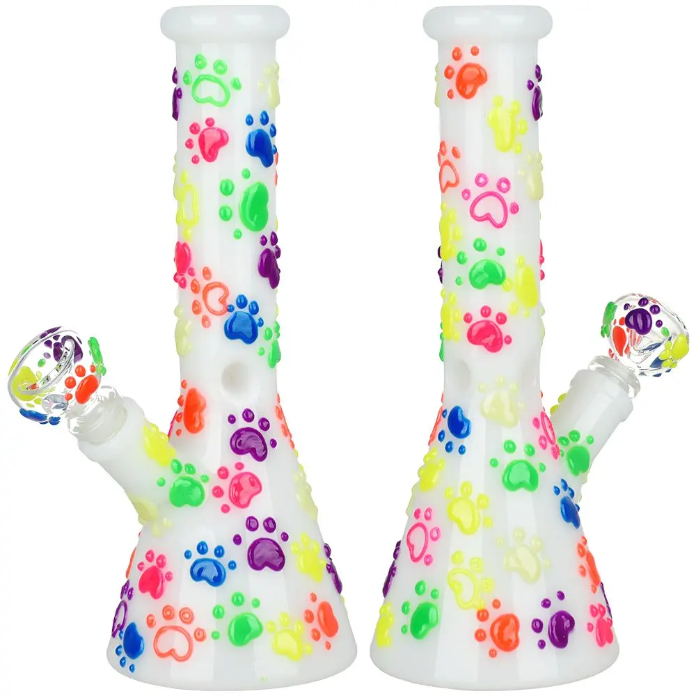 Paws For The Cause Glow In Dark Beaker Water Pipe - 10" / 14Mm F 1