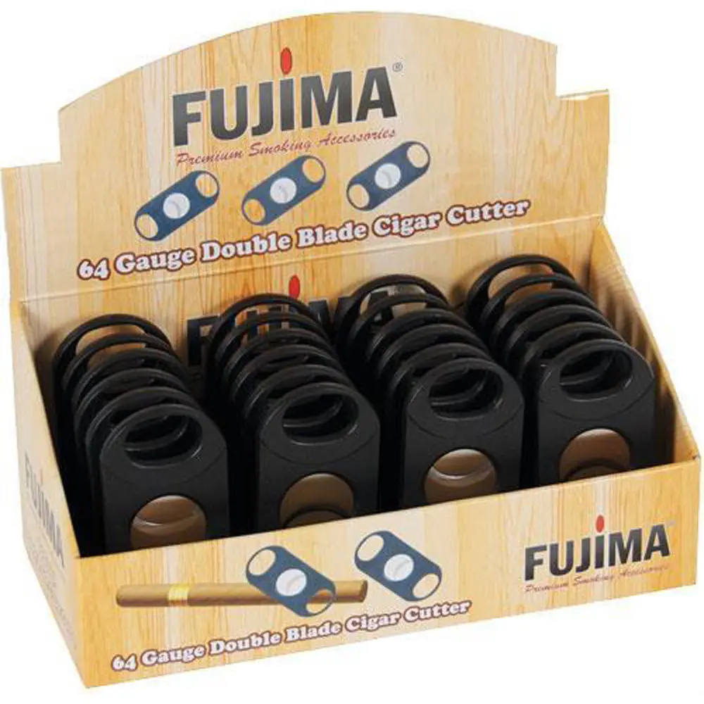 Fujima 64 Gauge Double Blade Plastic Cigar Cutter - 24Pc Display 1