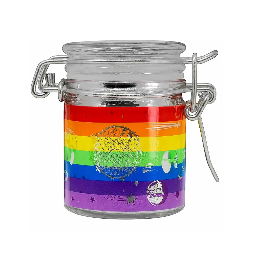 Airtight Glass Rainbow Galaxy Storage Jar With Clamping Lid 1