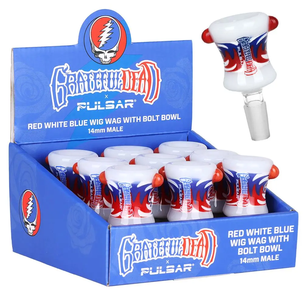 Grateful Dead Bolt Red White Blue Wig Wag Herb Slide - 9Ct 1
