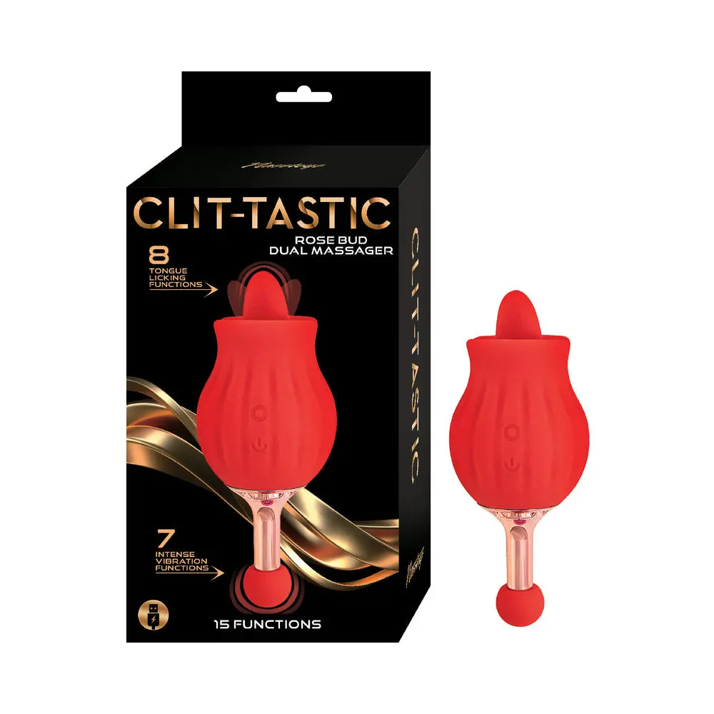 Clit-Tastic Rose Bud Dual Massager Red 1