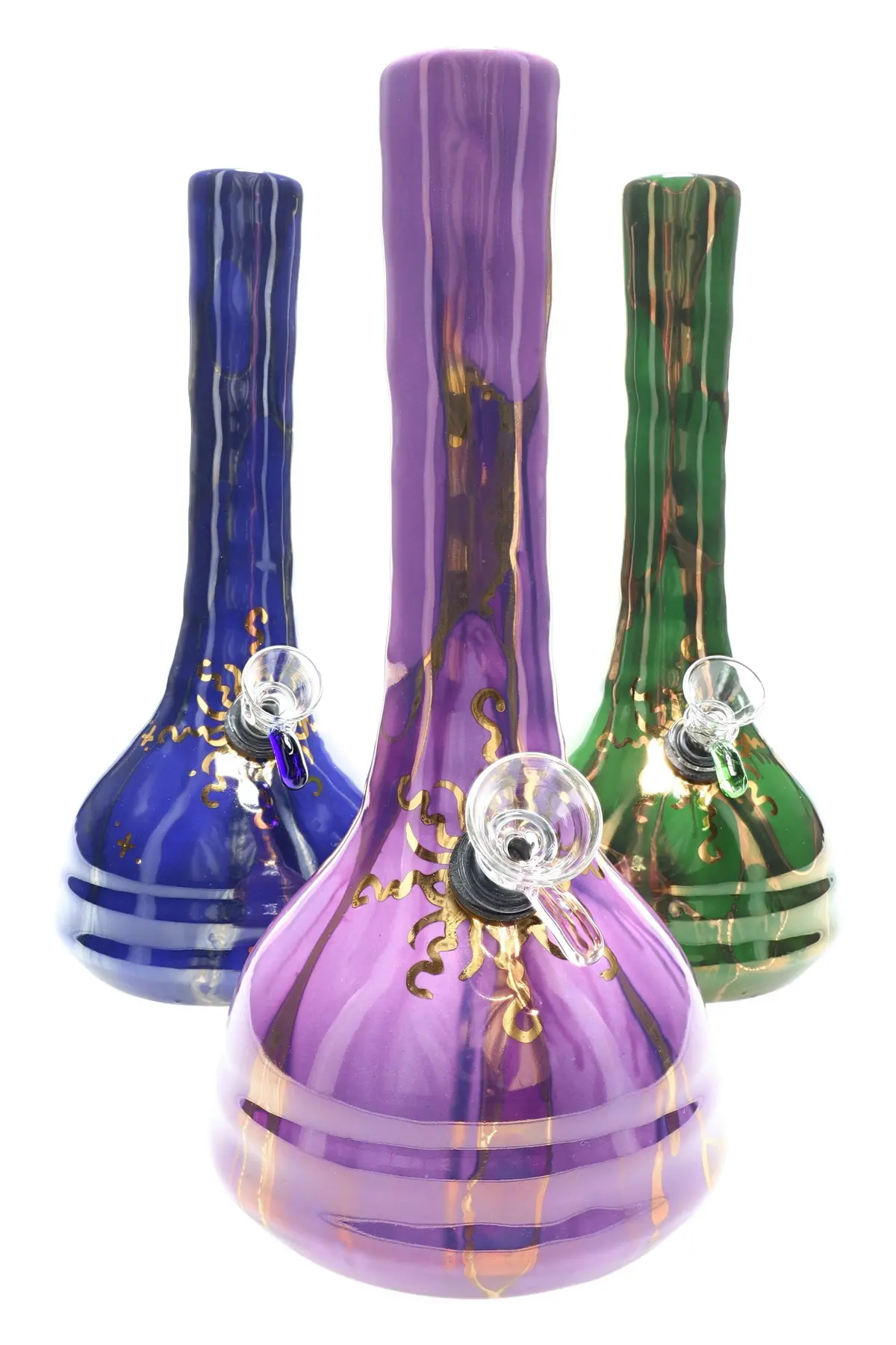 Ancient Creations 9″ Gold Sunburst Ceramic Beaker Bong 1