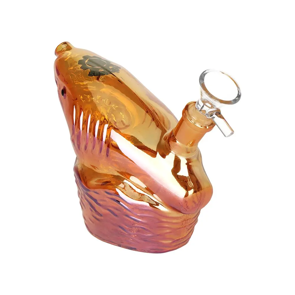 Seshgear Shark Attack Electroplated Glass Water Pipe - 5.5" / 14Mm F / Colors Vary 2