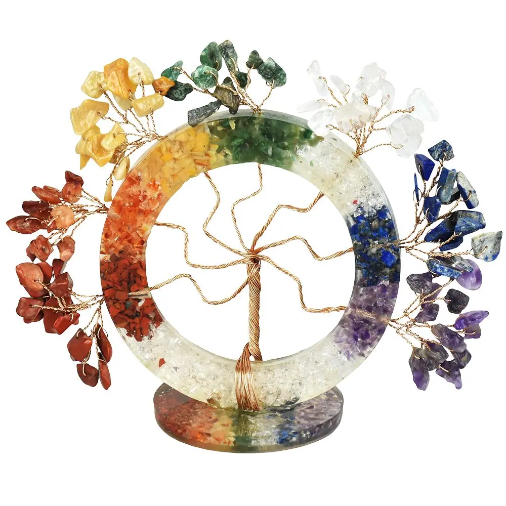 Decorative Tree Of Life & Chakra Stones - 4.25" 1
