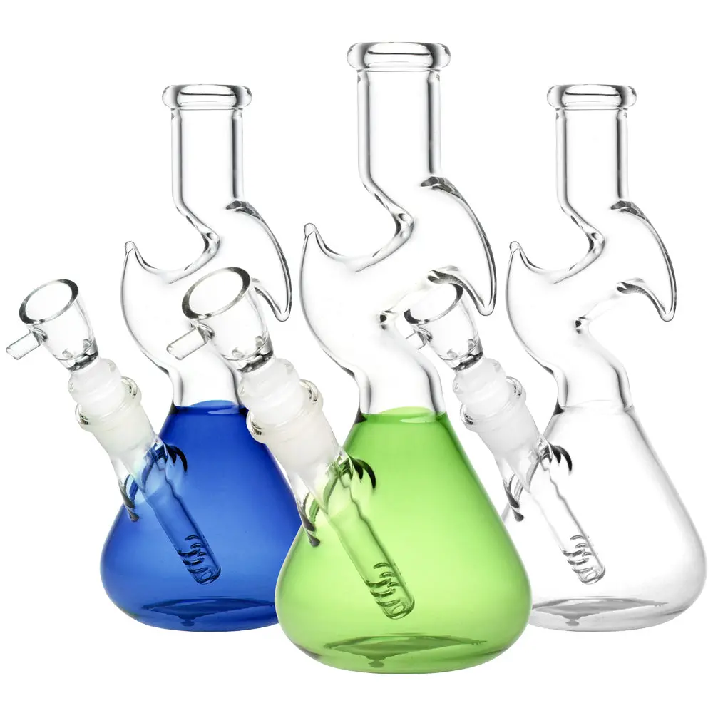 Zig Zag Minimalist Water Pipe - 8" / 14Mm F / Colors Vary 1