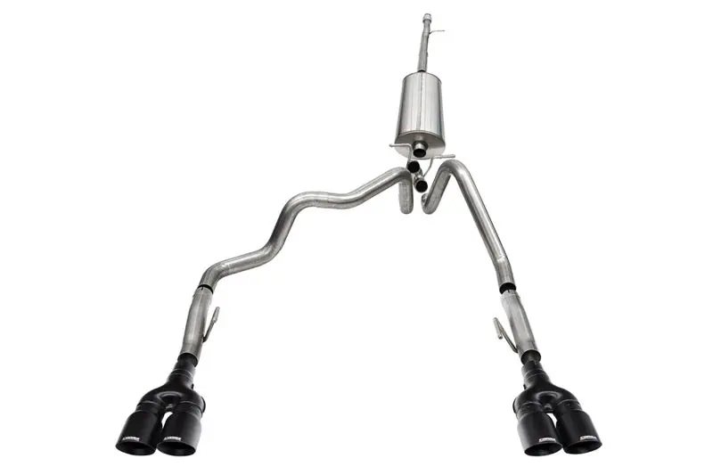 Corsa 2022-2024 Chevrolet Silverado 1500 Cat-Back Dual Rear Exit With Twin 4In Black Tips 1