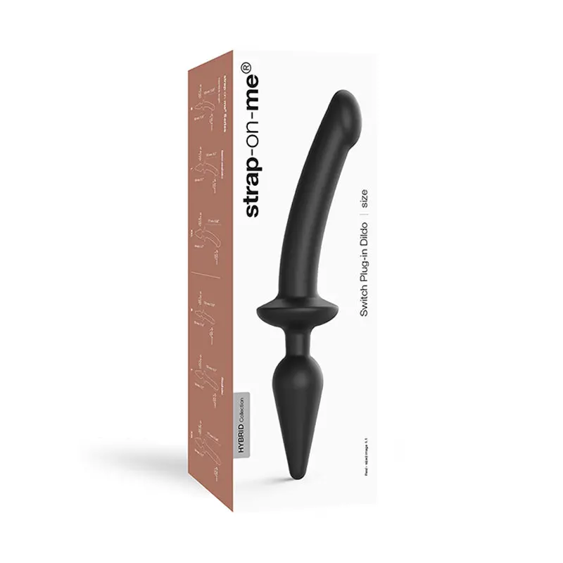 Strap-On-Me Hybrid Collection Switch Plug-In Realistic Dildo Dual-Ended Black L 1