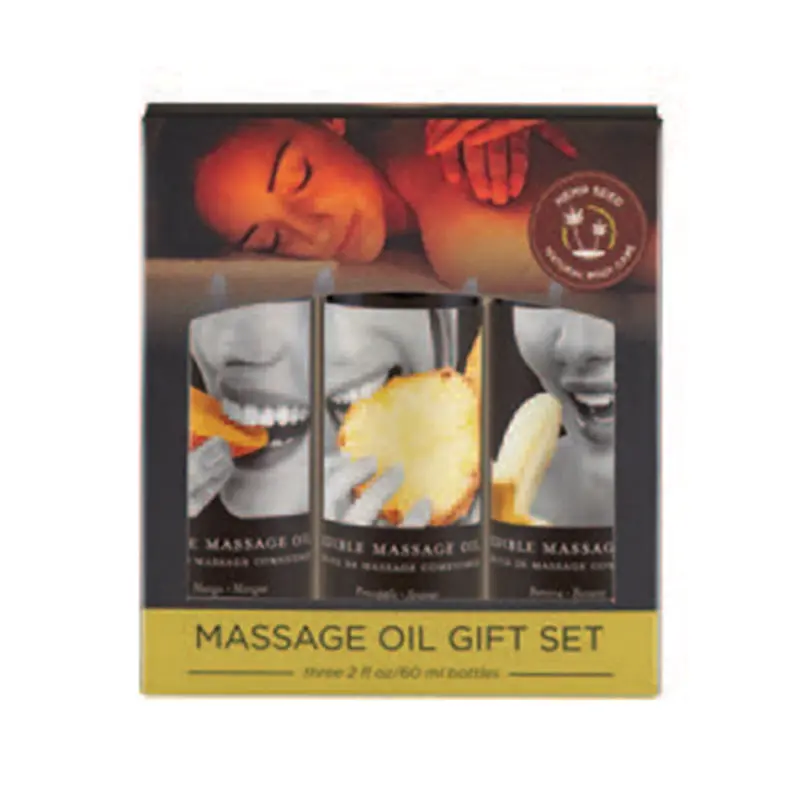 Earthly Body Edible Massage Oil Gift Set: 2Oz Mango, Banana & Pineapple 1