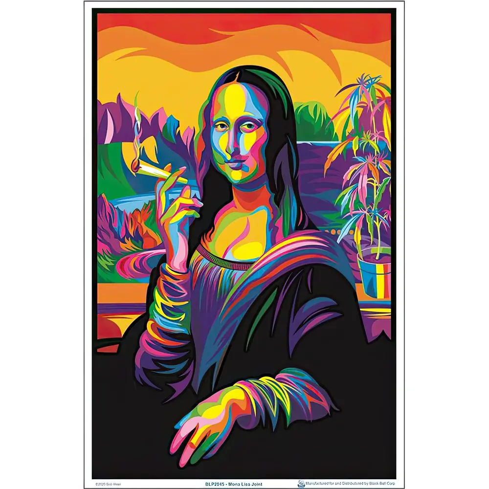 Psychedelic Mona Lisa Flocked Black Light Poster - 23"X35" 1