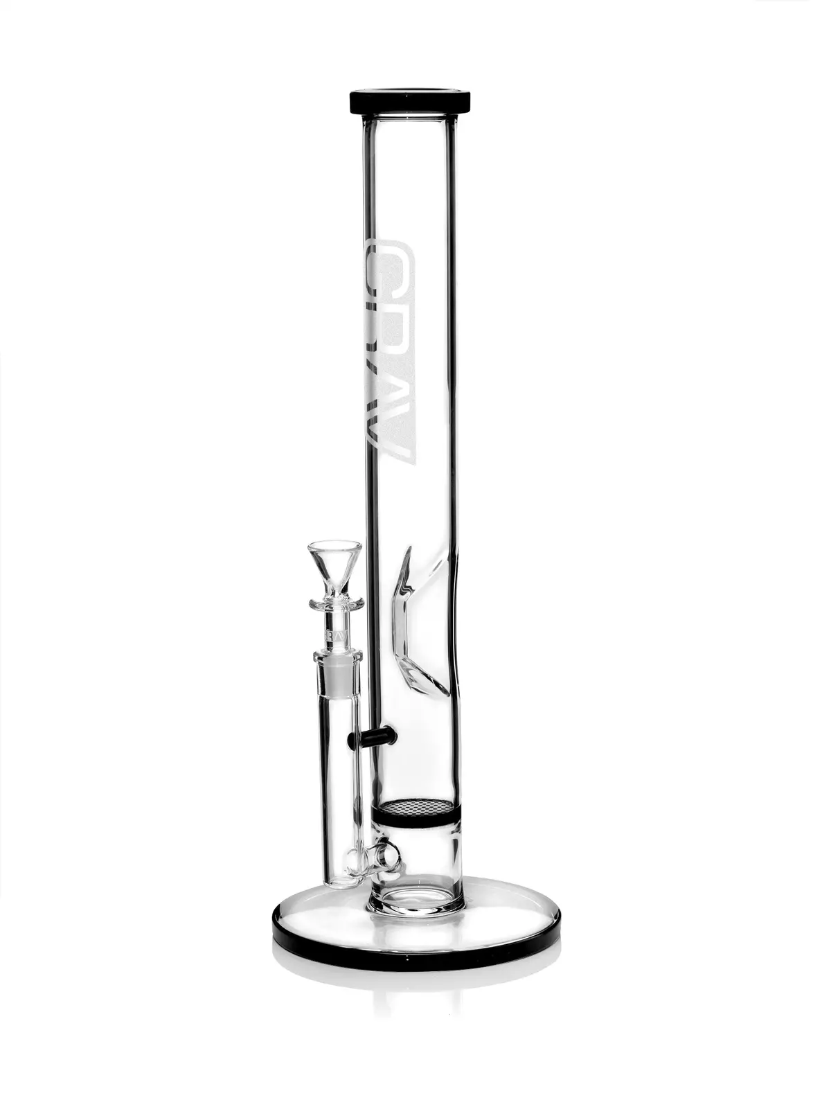 Grav® Large, Black Accent Straight Base W/ Disc Water Pipe 1