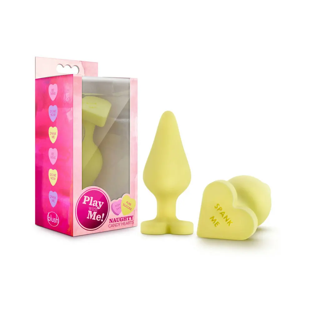 Play With Me Naughty Candy Hearts 'Spank Me' Anal Plug Yellow 1