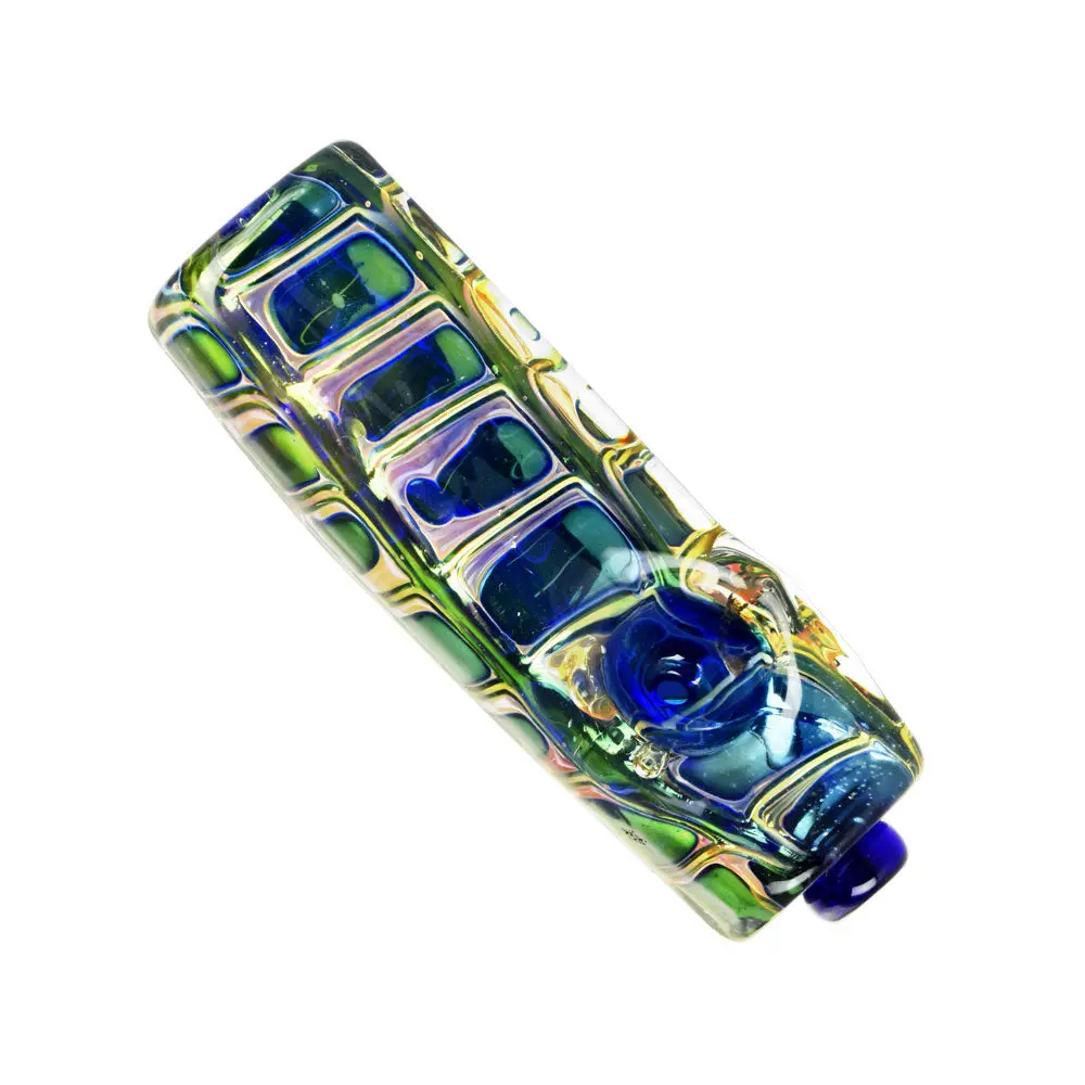 Iridescent Jewel Squared Glass Hand Pipe- 3.75" /Colors Vary 1