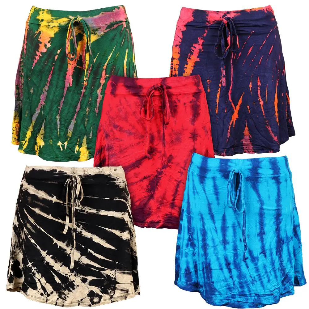 Tie Dye Rayon Knit Mini Skirt - One Size / 16.25" 1