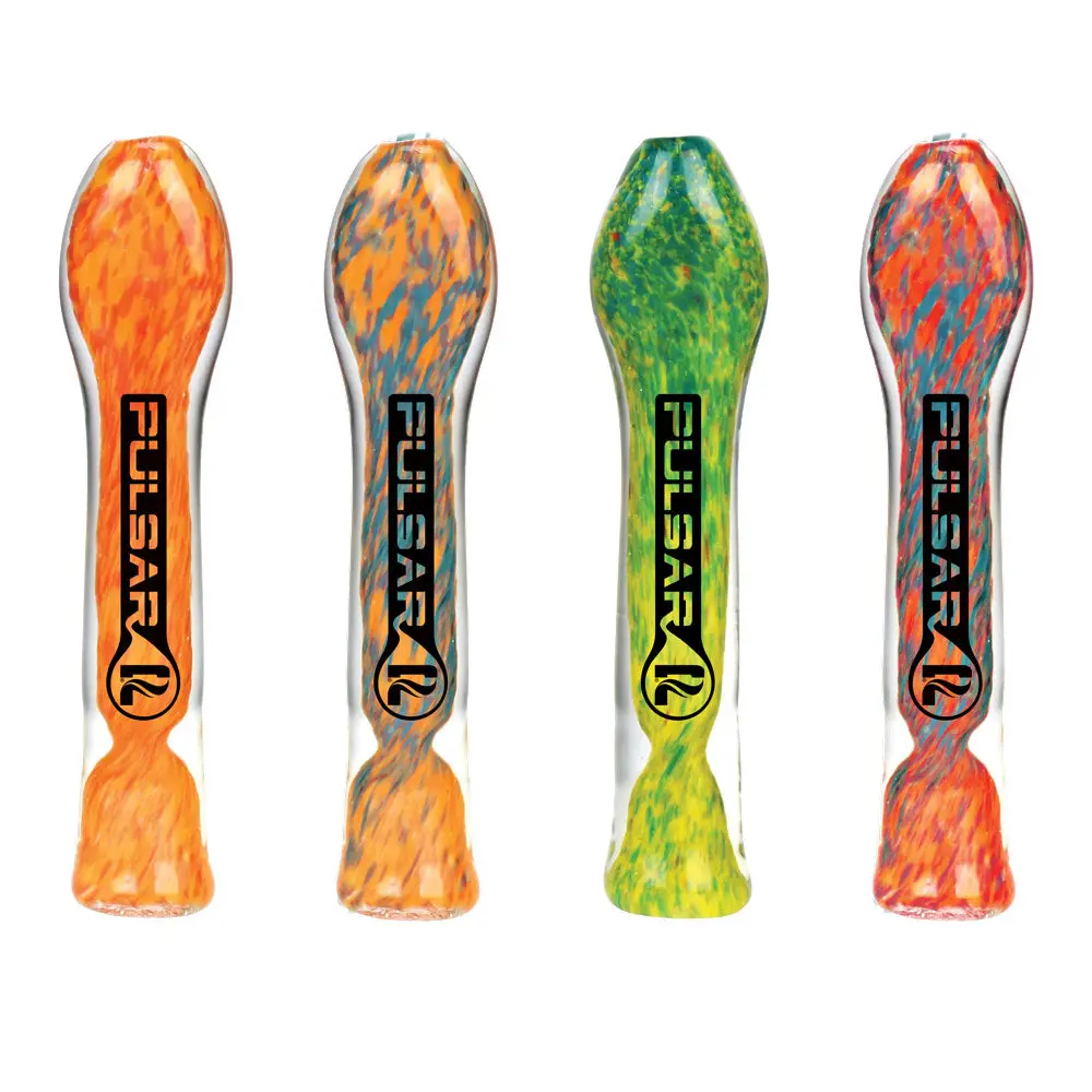Pulsar Fritted Swirl Flat Mouth Glass Bat - 3.5"/Colors Vary 1