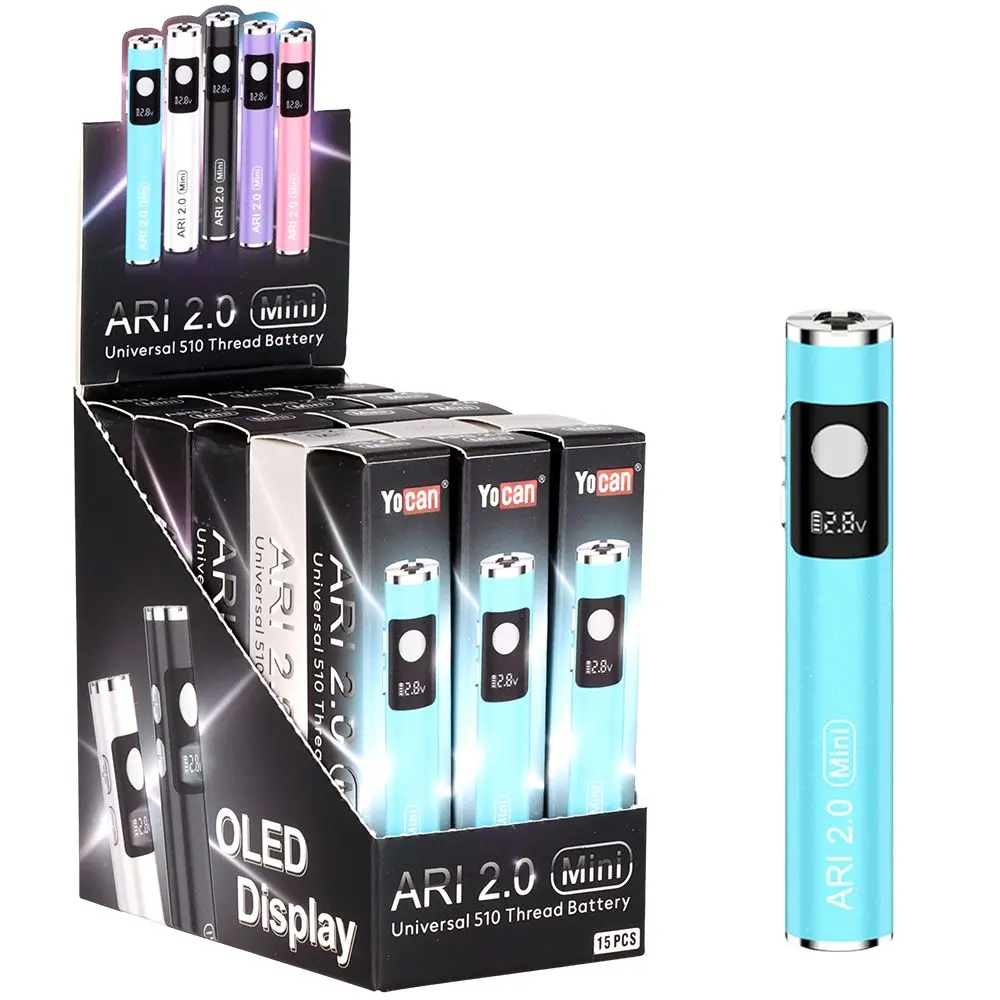 15Ct Display - Yocan Ari 2.0 Mini 510 Battery - 400Mah / Assorted Colors 1