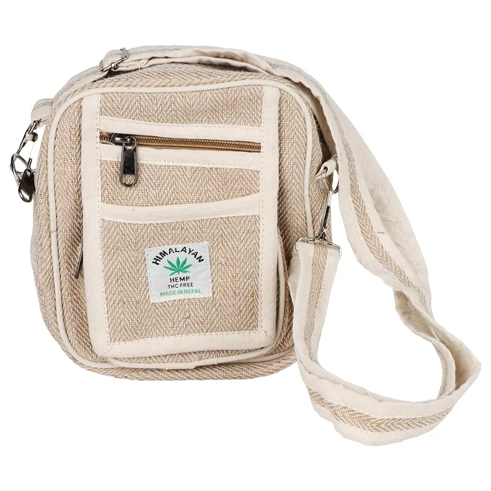Himalayan Hemp Neutral Shoulder Bag - 8" X 7.5" 1