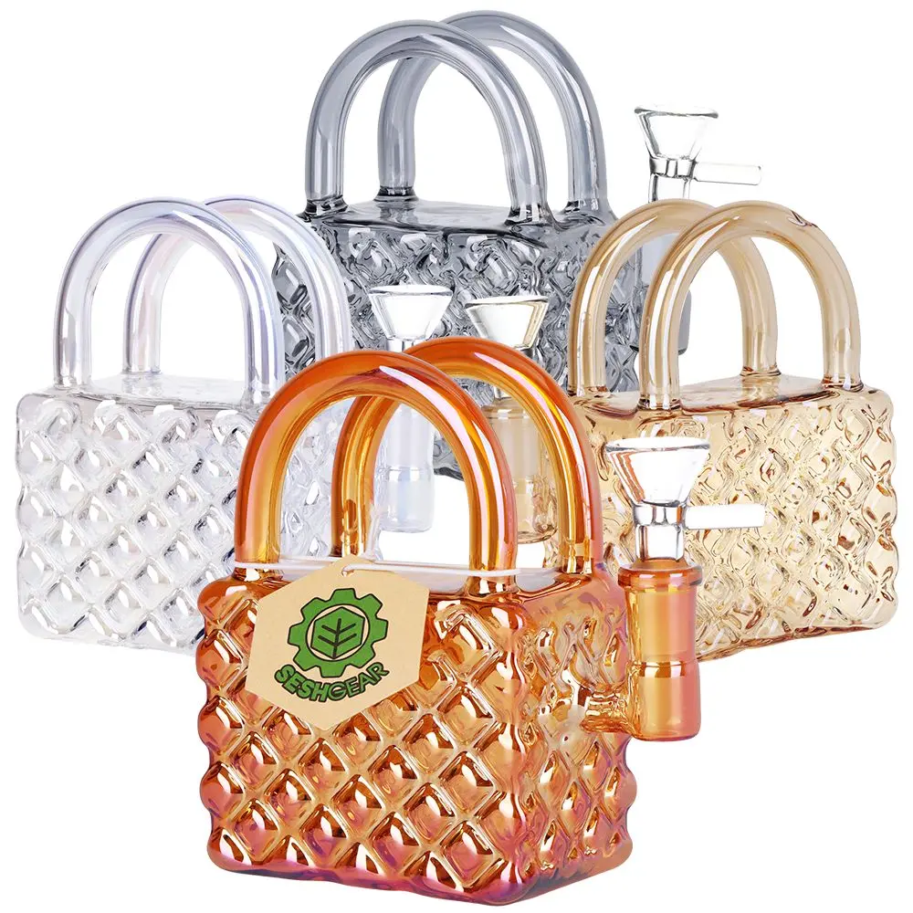 Seshgear Luxury Hand Bag Glass Water Pipe - 5.25" / 14Mm F / Colors Vary 1