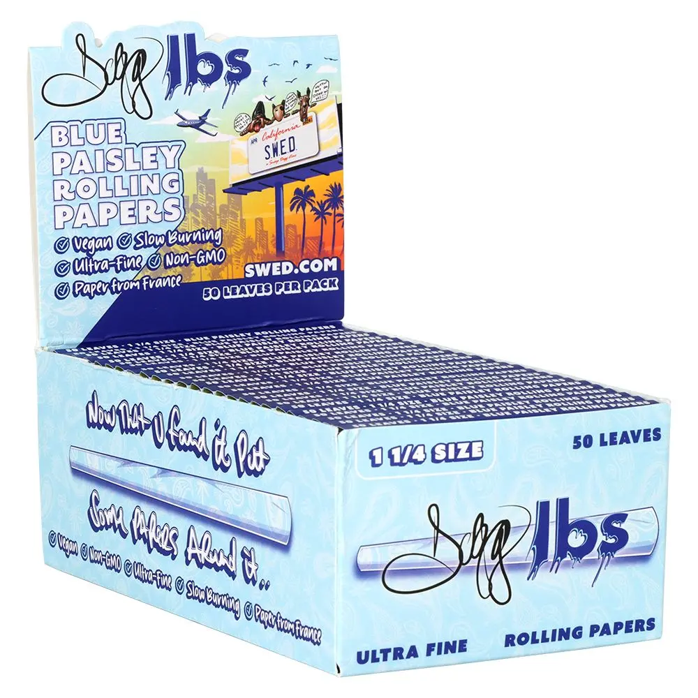 50Ct Display - Dogg Lbs Blue Paisley Rolling Papers - 1 1/4" / 50Pc 1