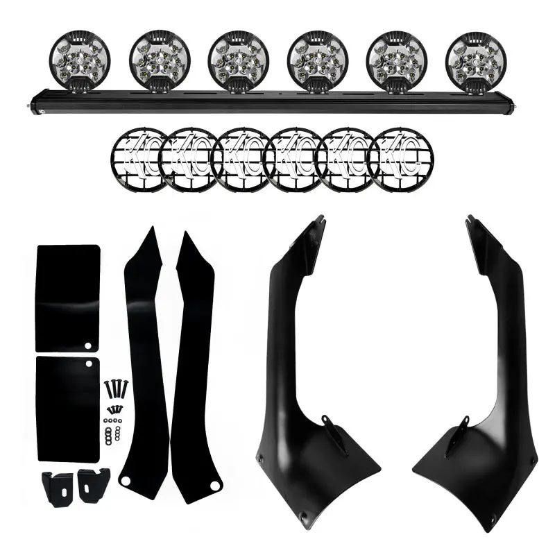 Kc Hilites 18-21 Jeep Jl/Jt 50In. Overhead Xross Bar Kit W/(6) Slimlite Led Lights 300W - Black 1