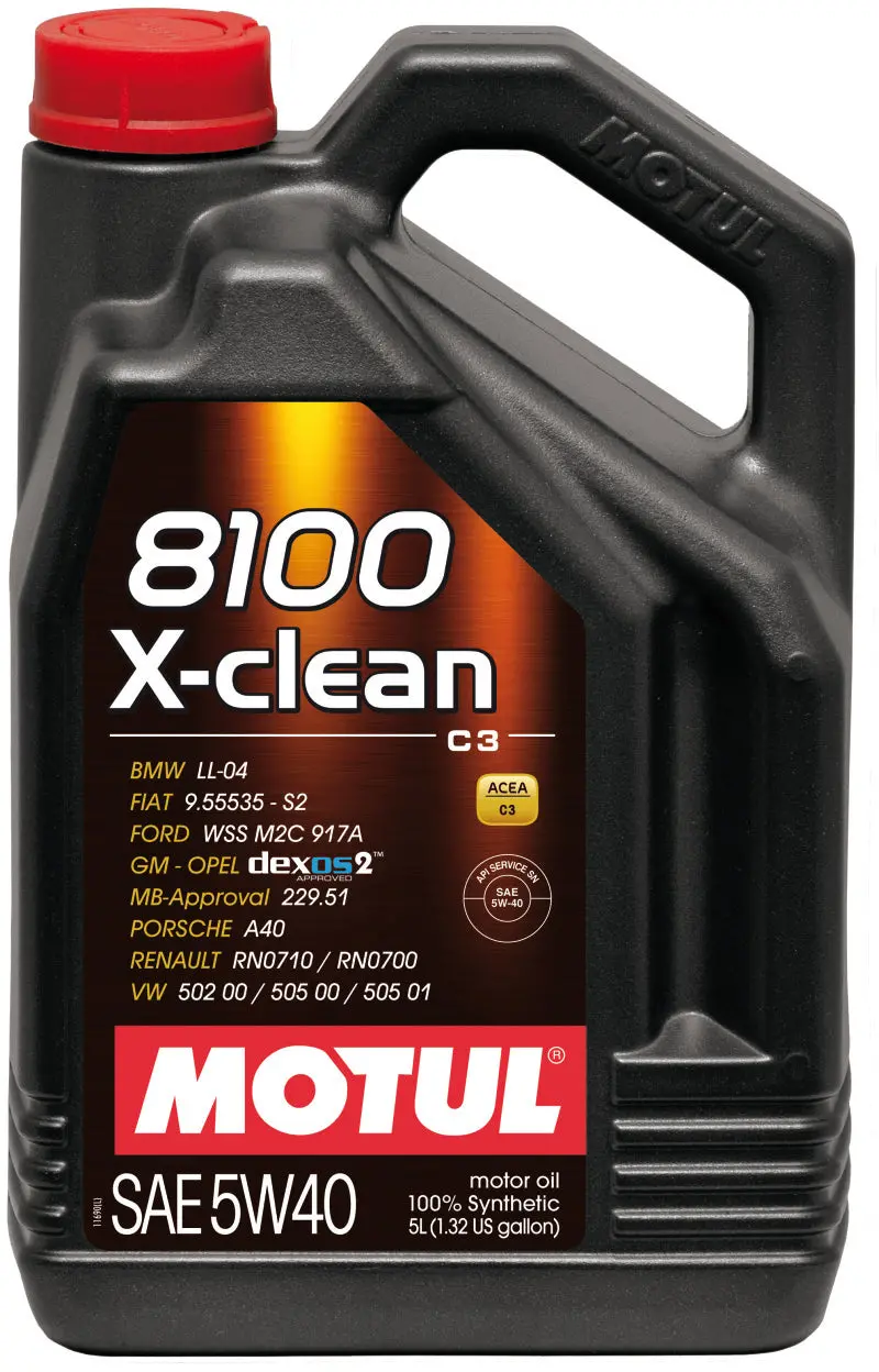 Motul 5L Synthetic Engine Oil 8100 5W40 X-Clean C3 -505 01-502 00-505 00-Ll04 1