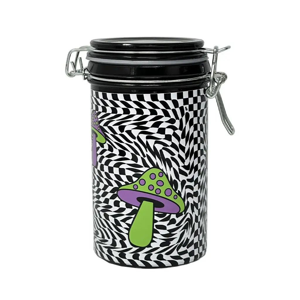 Trippy Mushroom Checkboard Storage Jar 2