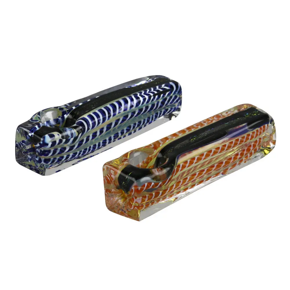 Dichroic Striped Obelisk Hand Pipe - 3.5"/ Colors Vary 1