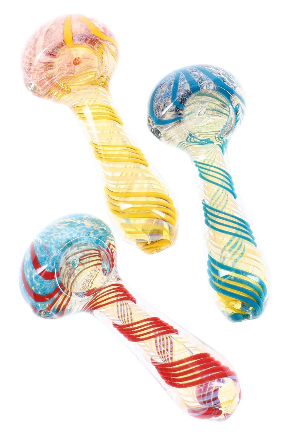 Color-Changing Spiral Frit Spoon Pipe “Twist Lightshow” – 3.5″ – Assorted Colors 1