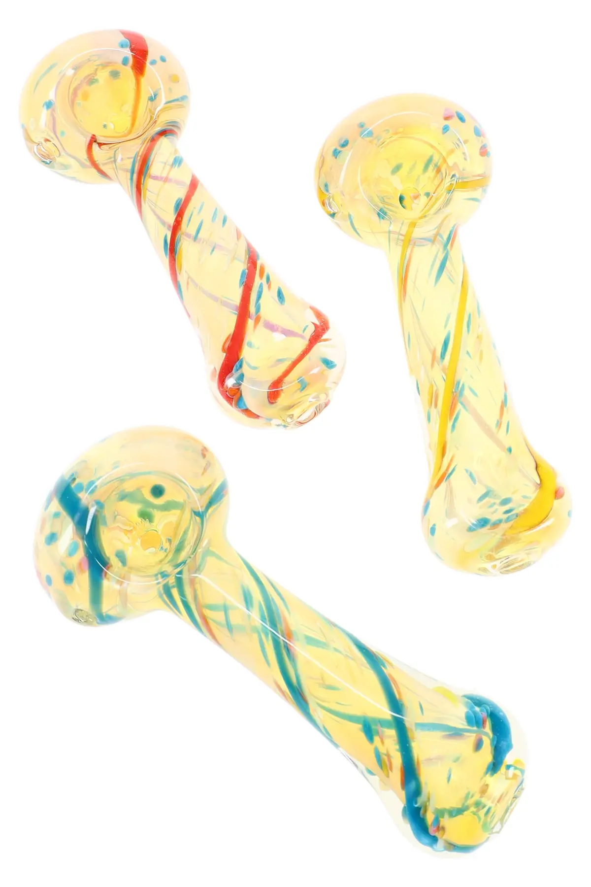 Color Changing Spiral Stripe Glass Pipe “Confetti Drift” – 4″ – Assorted Colors 1