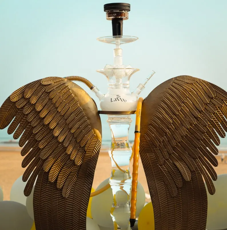 Lavoo Arch Angel Glass Hookah With Metal Wings Stand - Hand Blow And Made In Usa 1