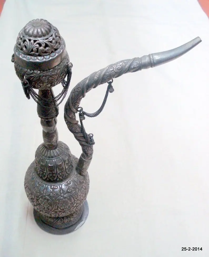 Vintage Antique Collectible Old Silver Hookah Tobacco Smoking Pipe 1