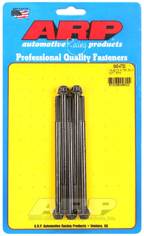 Arp 1/4-20 X 4.75 In Black Oxide 12-Point Hex Bolts 1