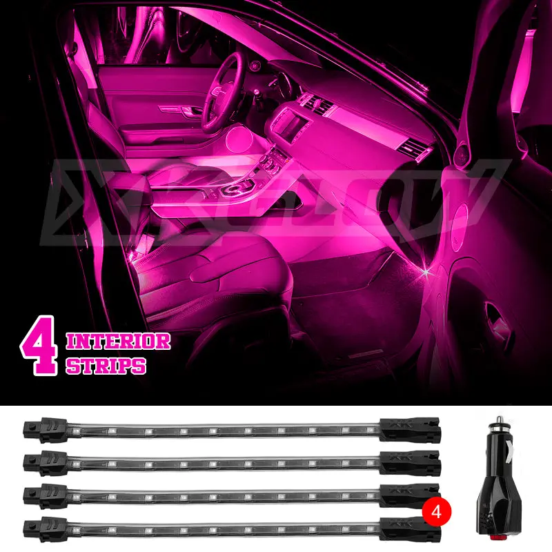 Xk Glow Single-Color Underglow Led Accent Light Kit — Pink, 4X8 Inch Strips, Universal Fit For Cars & Trucks 1