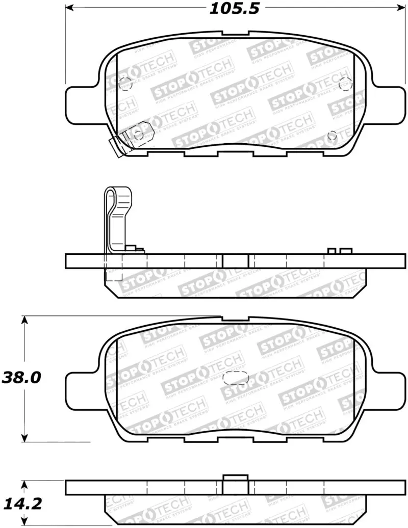 Stoptech Sport Rear Brake Pad Kit – Includes Shims And Mounting Hardware 1
